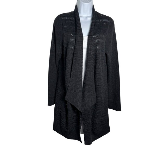 Large black lightweight cardigan sweater merino wool - Picture 4 of 6